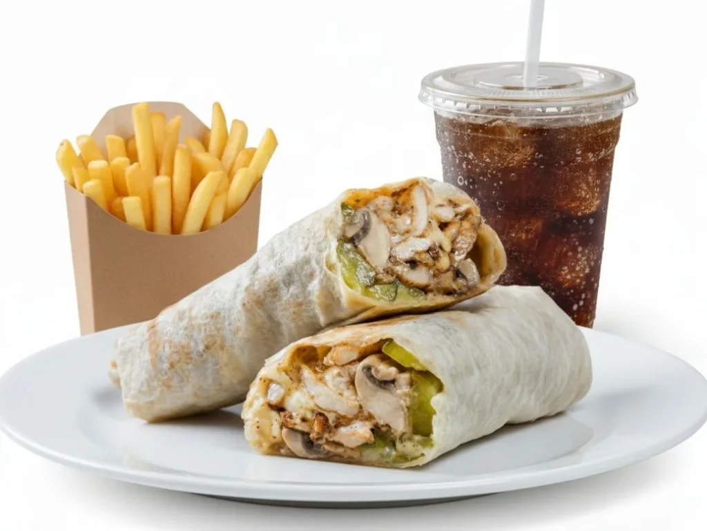 Chicken shawarma combo from Casa Habibi near Santiago Bernabéu, Madrid